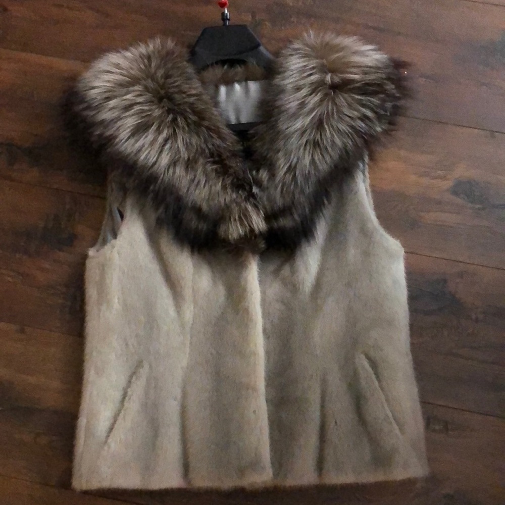 Mink and silver fox fur vest